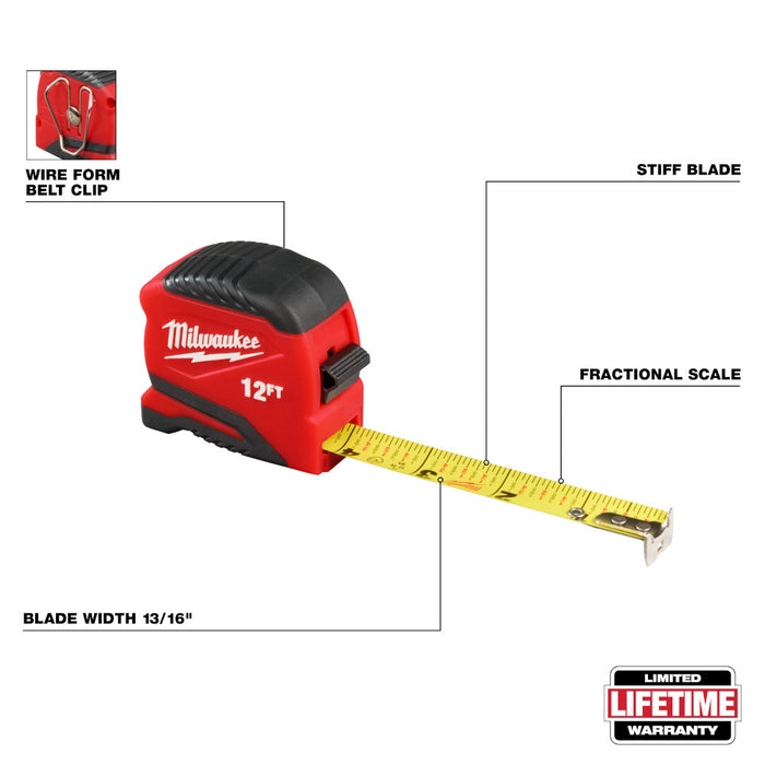MILWAUKEE 12' Compact Tape Measure