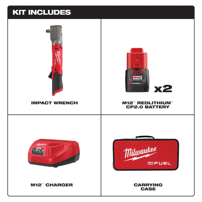 MILWAUKEE M12 FUEL™ 1/2" Right Angle Impact Wrench w/ Friction Ring Kit