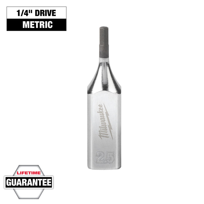 MILWAUKEE Dados con punta hexagonal con accionamiento de 1/4" - Métricos