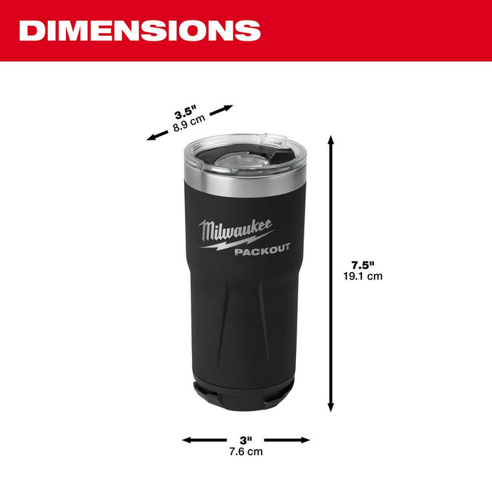 MILWAUKEE PACKOUT Black 20oz Tumbler Q4