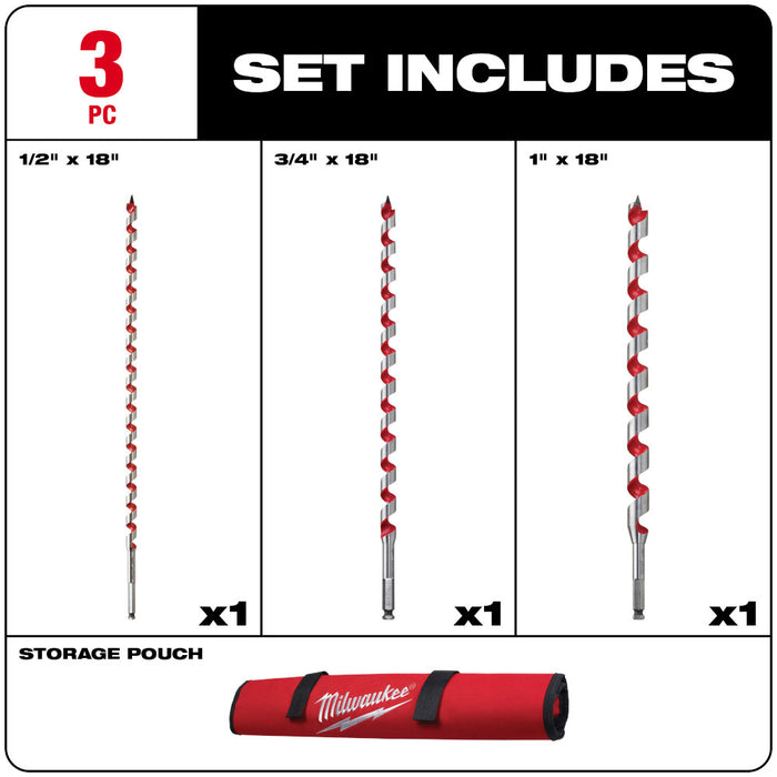 Milwaukee Tools 3 Pc. Ship Auger Bit Set 48-13-3000