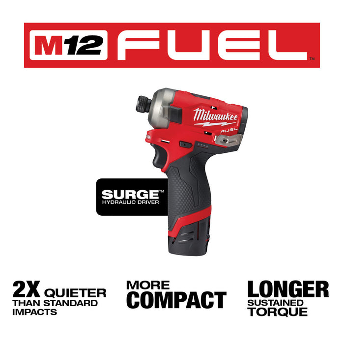MILWAUKEE M12 FUEL™ SURGE™ Juego de destornillador hidráulico hexagonal de 1/4"