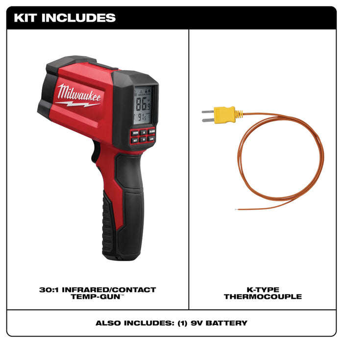 MILWAUKEE 30:1 Infrared/Contact Temp-Gun™
