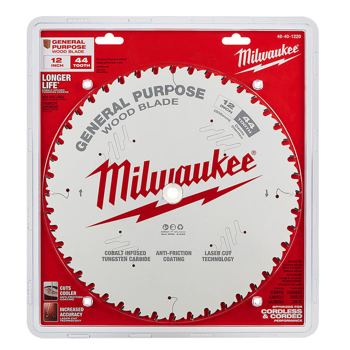 MILWAUKEE 12" 44T Circular Saw Wood Cutting Blade