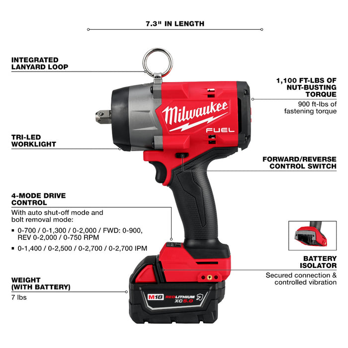 MILWAUKEE M18 FUEL™ 1/2" High Torque Impact Wrench w/ Pin Detent Kit