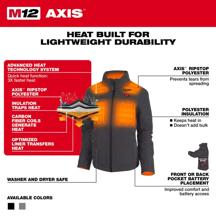 MILWAUKEE M12™ Women's Black Large Heated AXIS™ Jacket Kit