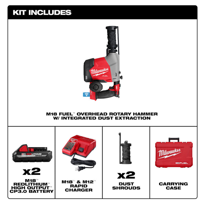 MILWAUKEE M18 FUEL Overhead Rotary Hammer w/ Integrated Dust Extraction Kit