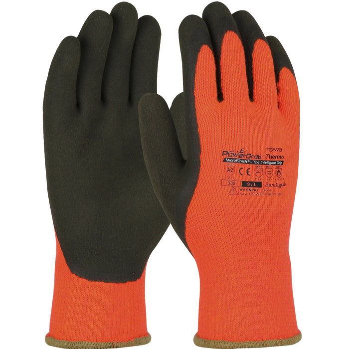 PIP PowerGrab™ PowerGrab Thermo, Hi-Vis Seamless Knit Acrylic Terry Glove with Latex MicroFinish Grip on Palm & Fingers