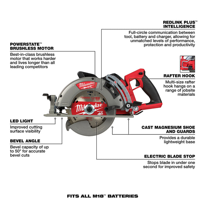 Kit de sierra circular con mango trasero MILWAUKEE M18 FUEL™ de 7-1/4"