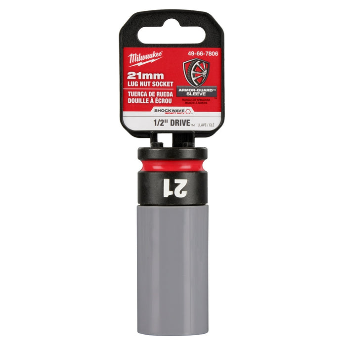MILWAUKEE SHOCKWAVE IMPACT DUTY™ Dado para rueda con tuerca de seguridad métrica de 21 mm con accionamiento de 1/2 mm