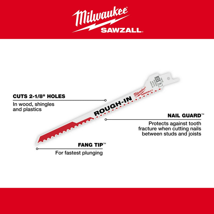 MILWAUKEE Hoja empotrable SAWZALL® de 7-3/8" y 5 TPI (PAQUETE DE 5)
