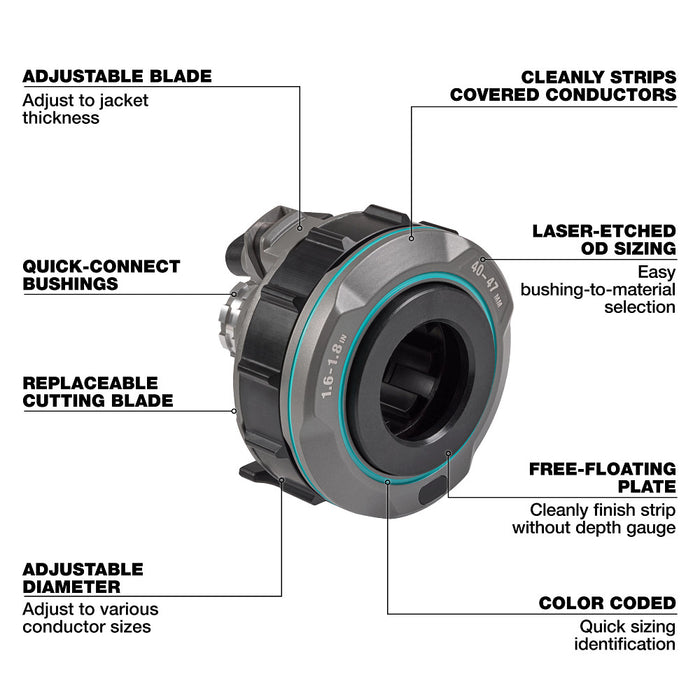 Milwaukee Tools 1.6" - 1.8" Adjustable Bushing for M18 FUEL™ Covered Conductor Cable Stripper 49-16-B187