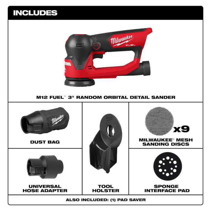 MILWAUKEE M12 FUEL 3" Random Orbital Detail Sander (Tool Only)