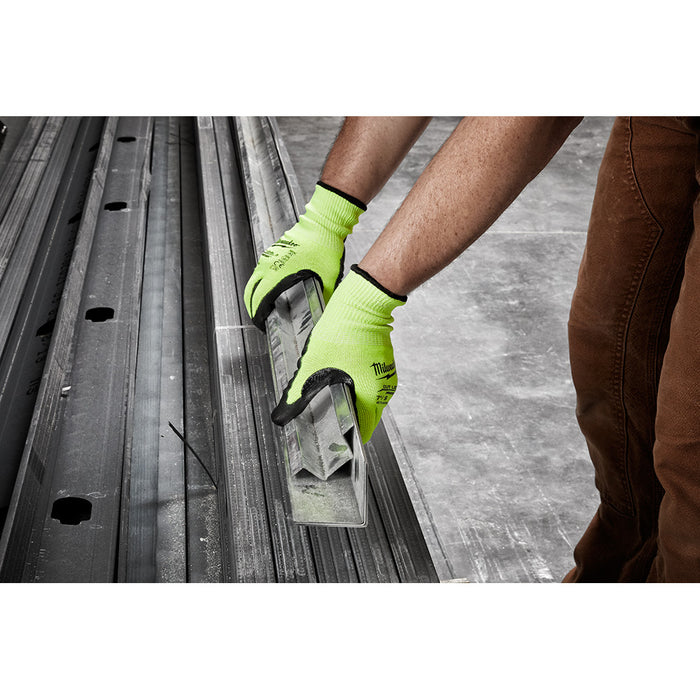MILWAUKEE High Visibility Cut Level 3 Polyurethane Dipped Gloves