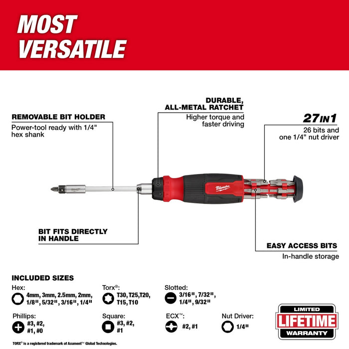 MILWAUKEE 27-IN-1 Ratcheting Multi-Bit Screwdriver