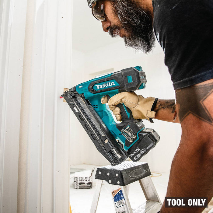 Makita XNB08Z 18V LXT® Lithium-Ion Brushless Cordless 2-1/2” Angled Finish Nailer, 15 Ga., Tool Only