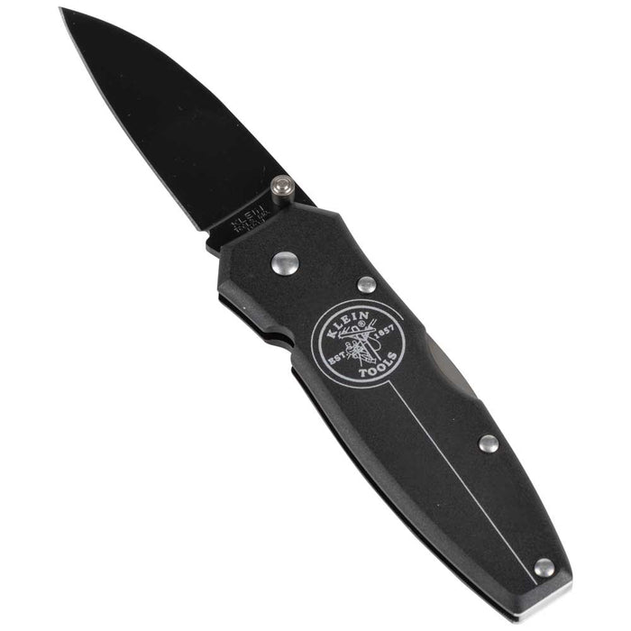 KLEIN TOOLS 2-1/2" Drop Point Blade Black Lightweight Lockback Knife