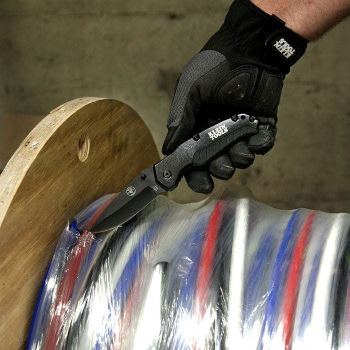 KLEIN TOOLS Black Drop Point Blade Pocket Knife