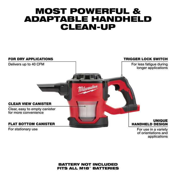 MILWAUKEE M18™ Compact Vacuum (Tool Only)