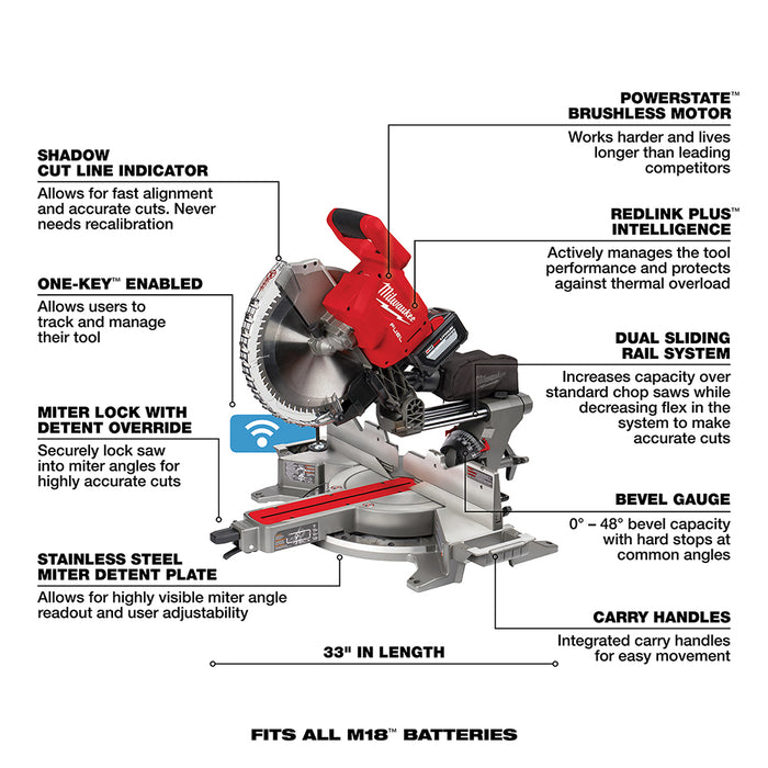 MILWAUKEE M18 FUEL™ 12" Dual Bevel Sliding Compound Miter Saw Kit