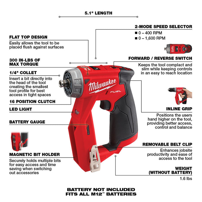 MILWAUKEE M12 FUEL™ Installation Drill/Driver (Tool Only)