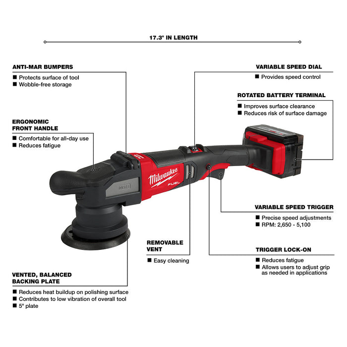 Kit de pulidora orbital aleatoria MILWAUKEE M18 FUEL™ de 15 mm