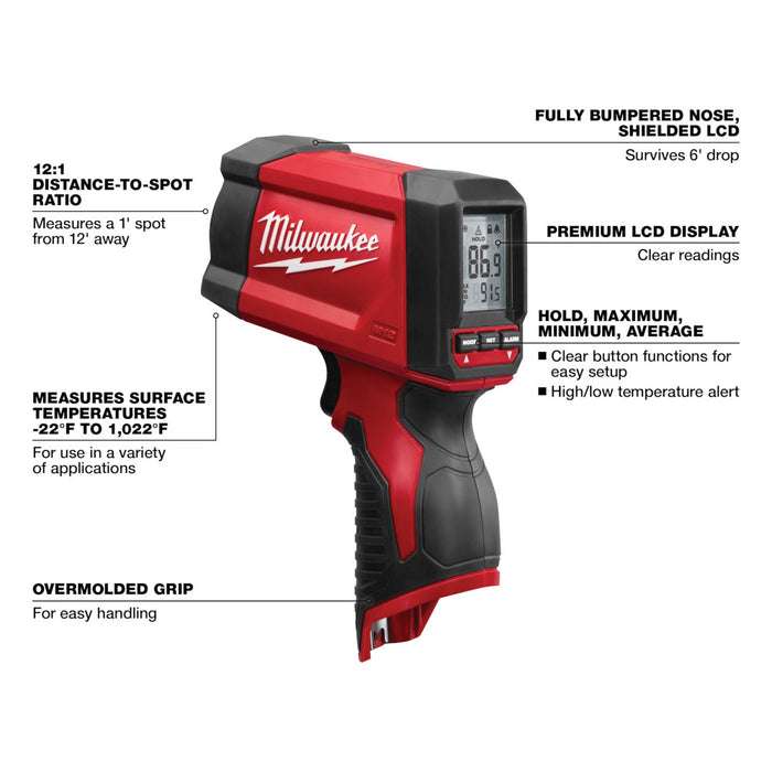 MILWAUKEE M12™ 12:1 Infrared Temp-Gun™ (Tool Only)