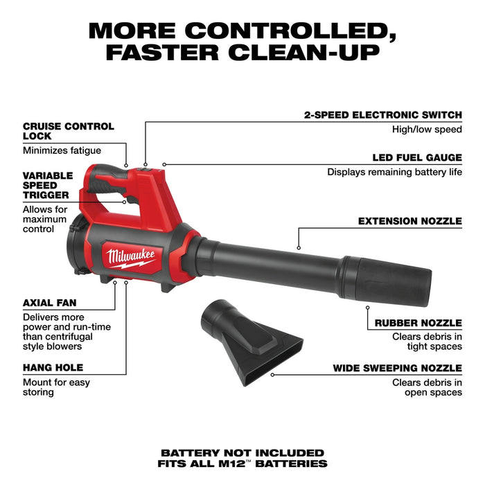 Soplador puntual compacto MILWAUKEE M12™ (solo herramienta)