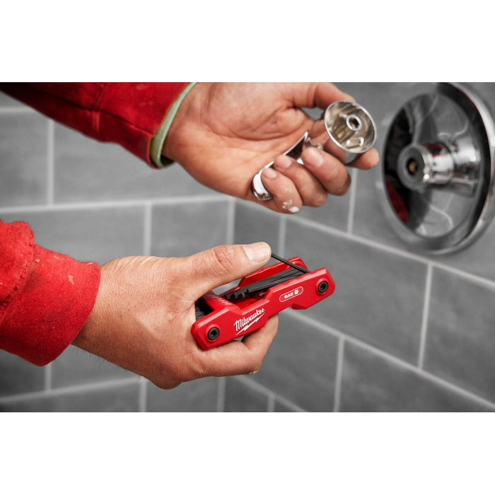MILWAUKEE 9-Key Folding Hex Key Set - SAE