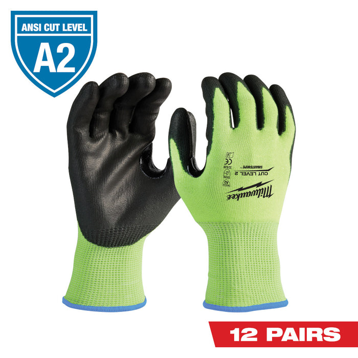 Milwaukee Tools 12PK CUT 2 HI VIS GLOVE -XL 48-73-8923B