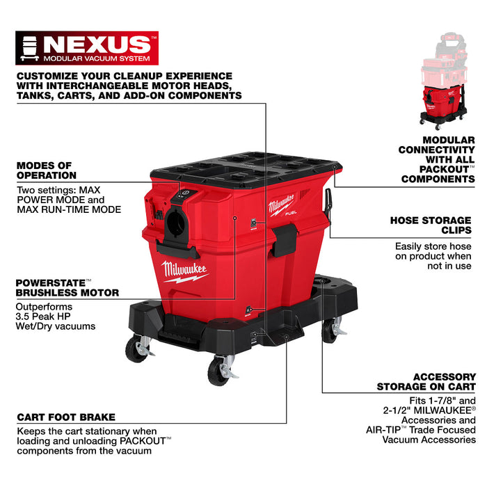 Milwaukee M18 FUEL NEXUS 6 Gallon Wet/Dry Vacuum with PACKOUT Compatibility (Bare Tool) 0915-20