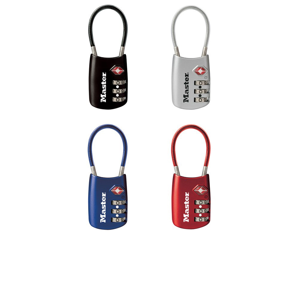 MASTER LOCK 1-3/16" Wide Set Your Own Combination TSA-Approved Luggage Lock with Flexible Shackle; Assorted Colors