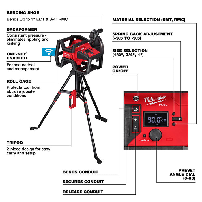 Milwaukee M18 FUEL Branch Conduit Bender with AUTO-ZERO M18 5150-20