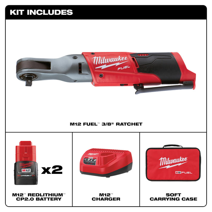 MILWAUKEE M12™ FUEL™ Juego de trinquete de 3/8"