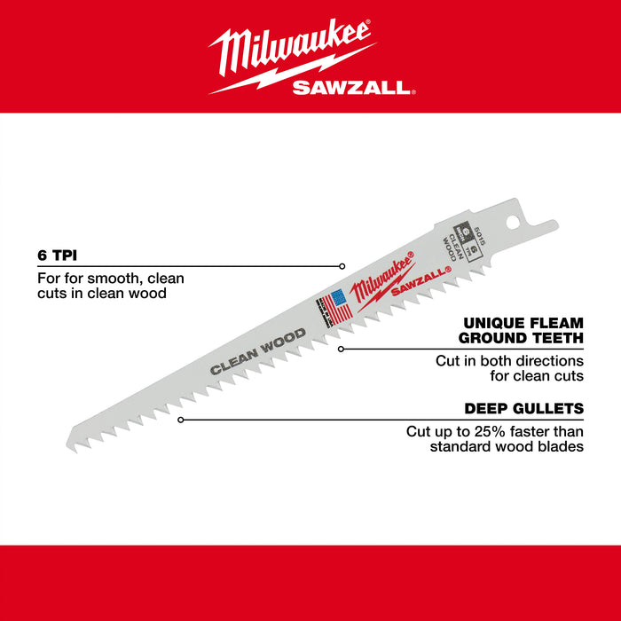 Milwaukee Sawzall Clean Wood 48-01-7016