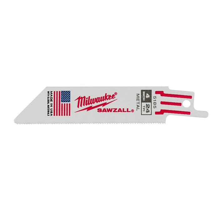 MILWAUKEE 4" 24 TPI SAWZALL® Standard Metal Blade For EMT / Tube & Sheet Metal