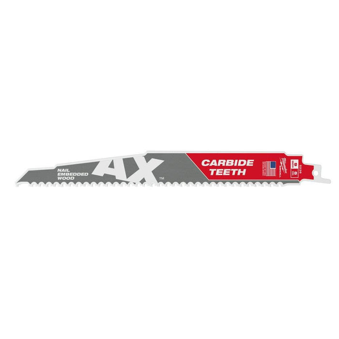 MILWAUKEE 9" 5 TPI SAWZALL® AX™ w/ Carbide Teeth Wood Blade (3 PACK)