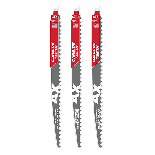 MILWAUKEE 12" 3 TPI AX™ Pruning Clean Wood SAWZALL® Blade w/ Carbide Teeth (3 PACK)