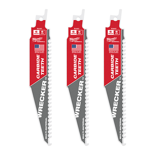 MILWAUKEE 6" 6 TPI WRECKER™ Multi-Material SAWZALL® Blade w/ Carbide Teeth (3 PACK)