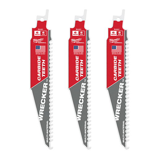 MILWAUKEE 6" 6 TPI WRECKER™ Multi-Material SAWZALL® Blade w/ Carbide Teeth (3 PACK)