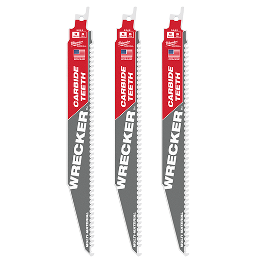 MILWAUKEE 9" 6 TPI WRECKER™ Multi-Material SAWZALL® Blade w/ Carbide Teeth (3 PACK)