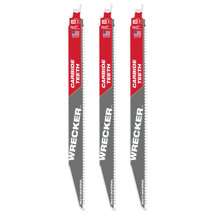 MILWAUKEE 12" 6 TPI WRECKER™ Multi-Material SAWZALL® Blade w/ Carbide Teeth (3 PACK)