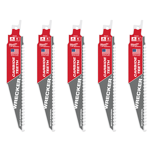 MILWAUKEE 6" 6 TPI WRECKER™ Multi-Material SAWZALL® Blade w/ Carbide Teeth (5 PACK)