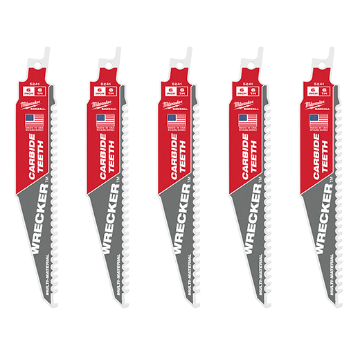 MILWAUKEE 6" 6 TPI WRECKER™ Multi-Material SAWZALL® Blade w/ Carbide Teeth (5 PACK)