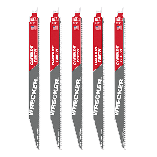 MILWAUKEE 12" 6 TPI WRECKER™ Multi-Material SAWZALL® Blade w/ Carbide Teeth (5 PACK)