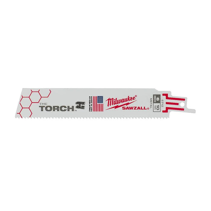 MILWAUKEE 6" 10 TPI TORCH™ Metal SAWZALL® Blade For Schedule 80 Pipe & Rebar