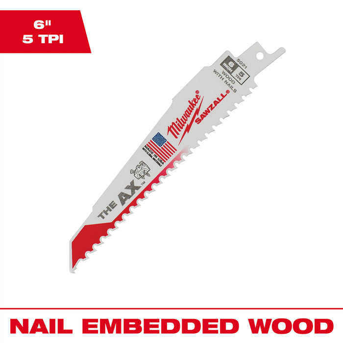 Milwaukee 6 in. 5TPI Sawzall Blade 48-01-2021