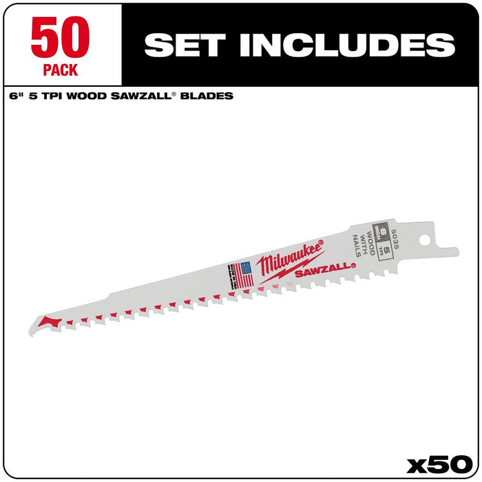 6" 6 TPI Sawzall® Blades (50)