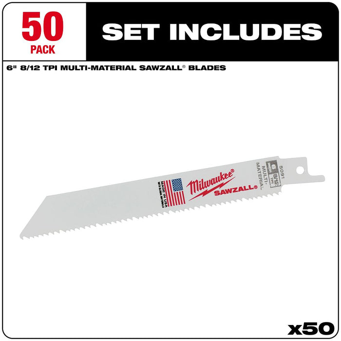 6" 8/12 TPI Sawzall® Blades (50)