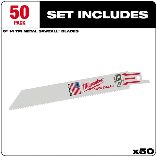6" 14 TPI Sawzall® Blades (50)